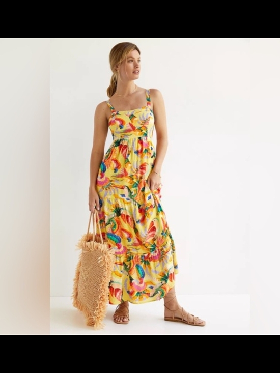 Anthropologie Dresses & Skirts - Anthropologie Farm Rio Yellow Textured Tropical Floral Maxi Dress Women's M